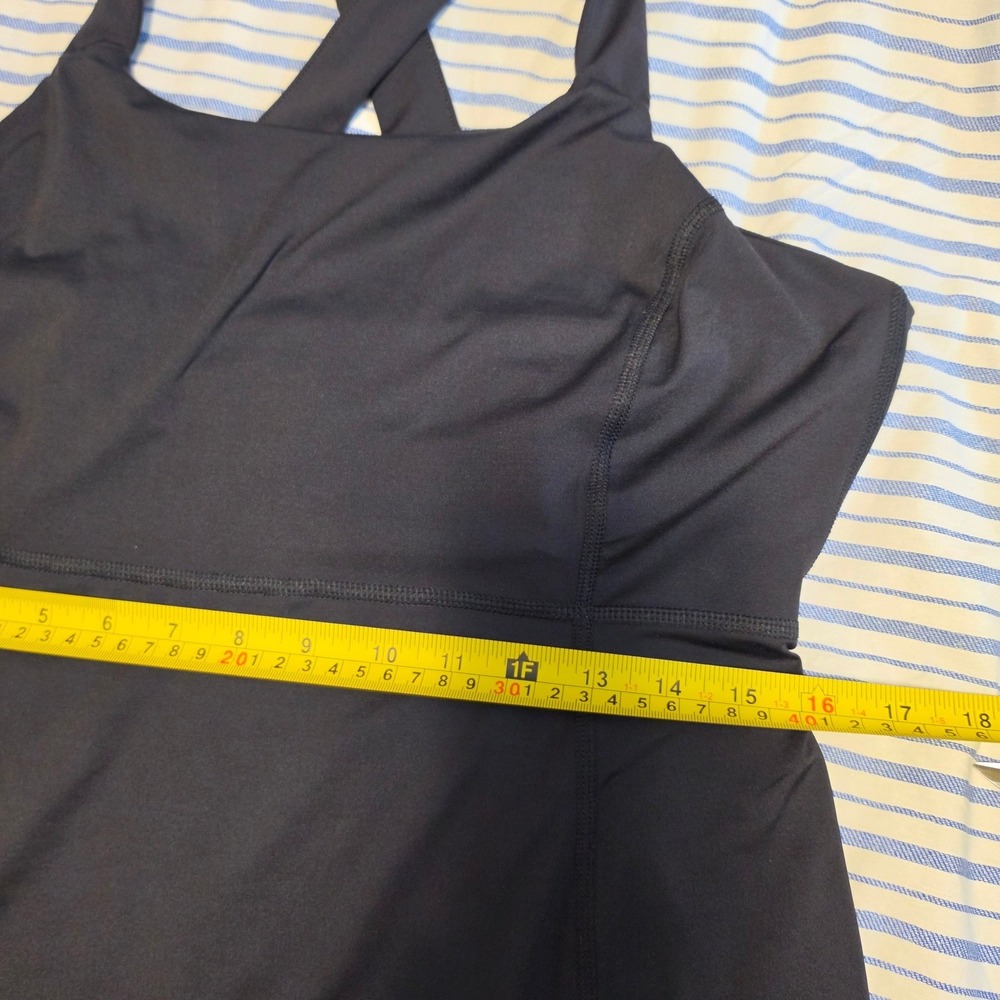 Lands' End Black Tonal Cross Back Active Dress Built-in Bra Medium 10-12 - Picture 8 of 10